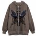 Street Hip-Hop Angel Butterfly Print Black Zipper Hoodie 2022 Y2K Harajuku Jacket Sweatshirt For Women_viptrois.com