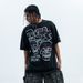 Summer Autumn New 285g American Washed Vintage Skull Print Pure Cotton Short Sleeve Unisex Top_viptrois.com