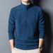 "Men's Thermal Mock Neck T-Shirt – Dual-Side Brushed Fleece With Hidden Zipper (Black/Grey/Red/Navy)"_viptrois.com
