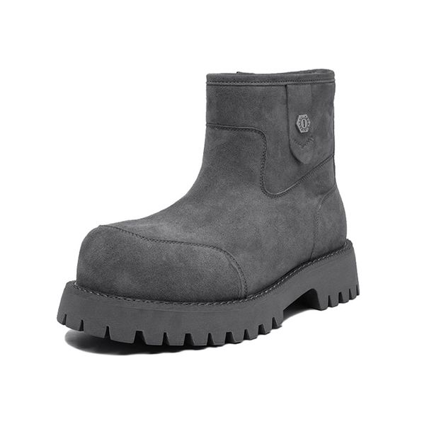 Fleece Thickened Martin Boots Chelsea Middle Help Couple Snow Boots Warm Windproof Daily Commuter Men's Shoes_viptrois.com