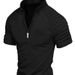 Men's Clothing Casual Short Sleeved Shirt Zipper Pleated Shirt_viptrois.com