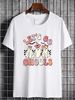 Let's Go Ghouls Halloween Ghost Outfit Costume Retro Groovy T-Shirt Top For Everyday Wear Print Round Neck Short Sleeve Soft Female Streetwear Women Top Graphic Tees Stylish Casual Designer Clothes Unisex Fashion Slightly T-Shirt For Women Casual_viptrois.com
