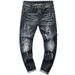 Men's Clothing Men's Ripped Embroidery Slim Fit Stretch Small Straight Jeans Men's Paint Strip Paint Patch Trousers_viptrois.com