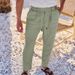 Men's Clothing Fashion Solid Color Casual Linen Straight Trousers_viptrois.com