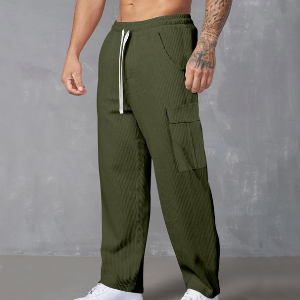 Men's Clothing Men's Heavyweight Corduroy Pants Loose Fit Retro Casual Workwear Wide Leg Trousers For Autumn Versatile Bottoms_viptrois.com