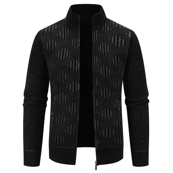 Men's Clothing Knitted Sweater Men's Korean-Style Knit Cardigan – Winter-Ready Stand Collar Sweater With Ribbed Hem (4 Classic Colors, Sizes M-4XL)_viptrois.com