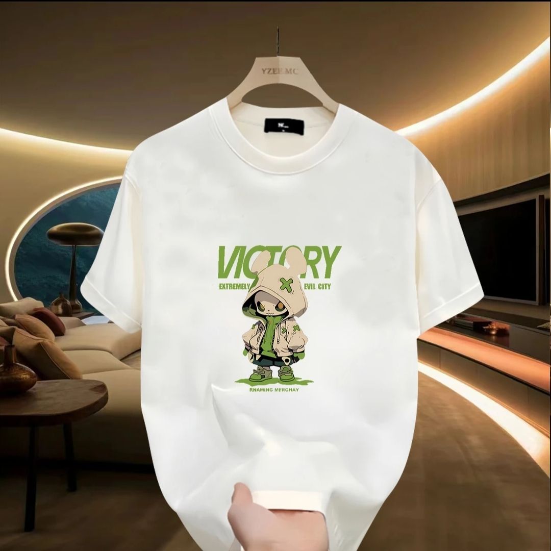 High End Light Luxury Plus Size T-shirt Men's Short Sleeved Summer 2025 New Loose Round Neck Half Sleeve Printed Casual_viptrois.com