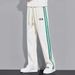 Men's Clothing Straight Leg Casual Sweatpants Men's Summer Loose Wide Leg Pants Thin Striped Versatile Sports Pants_viptrois.com