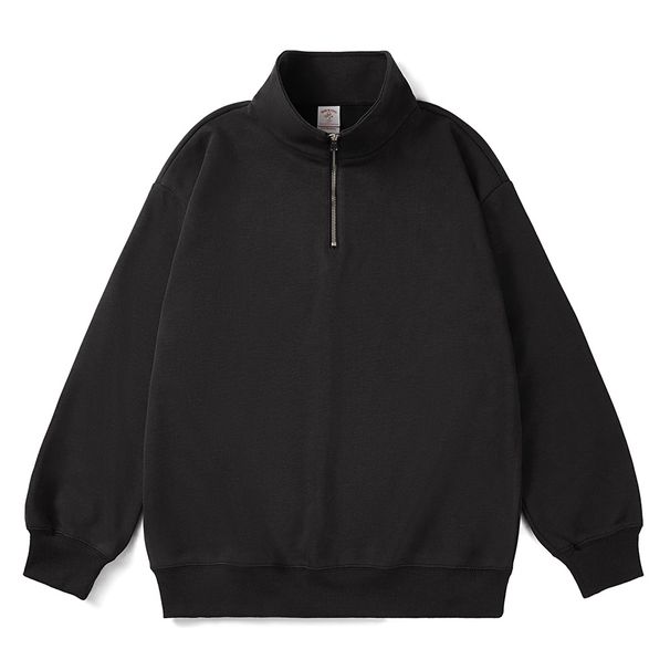 American Heavy-duty Half-zipper Sweater Men's Spring And Autumn Texture Loose Long-sleeved Bottoming Shirt Pullover Stand-up Collar Jacket Trend_viptrois.com