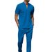 Men's Clothing New Short Sleeved Suit Men's Autumn Youth Waffle Zipper Stand Collar Polo Shirt + Trousers Men's Casual Suit_viptrois.com