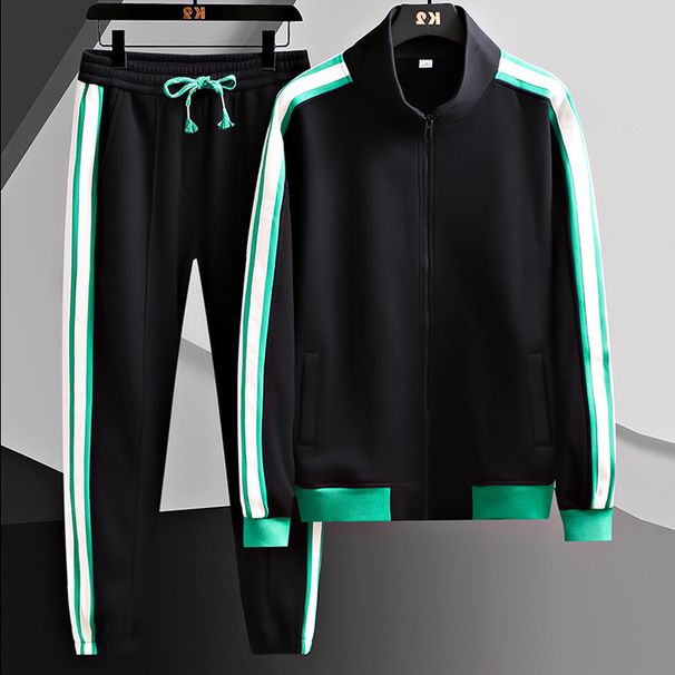 2026 Fashion Tracksuits Youth/Men Long Sleeve Zipper Sweatshirts + Lace-Up Sweatpants Splicing Casual Sport Two-Piece Set_viptrois.com