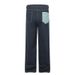 Checkered Patchwork Rolled Edge Jeans For Men And Women With Trendy Brand Design, Casual Straight Pan, Stacked Leg_viptrois.com