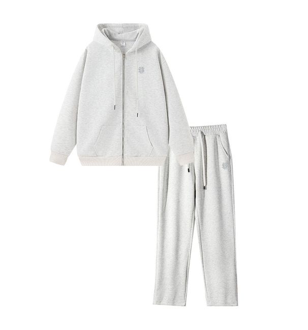 Men's Clothing High Quality 400G Heavy Cardigan Suit US Embroidery American Couple Double Pull Trendy Hooded Suit_viptrois.com
