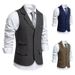 Men's Cos Herringbone Tweed Suit Vest Retro Lapel Single-breasted Vest Vest_viptrois.com