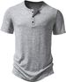 Henley Shirt Kurzarm, Hemd Herren Freizeithemd Leicht Baumwolle Slim Fit Sommer Classic Kurzarm-oberteile Mit Knöpfen_viptrois.com