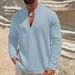 Monochrome Man- Summer European And American Cross-Border Casual Loose Trendy Stand Collar Linen Short Sleeve Solid Color Shirt Plus_viptrois.com
