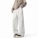Men's White Floral Gray Curved Blade Sweatpants Straight Leg Casual Loose Wide Leg American Style Sports Pants for Autumn/Winter Trendy_viptrois.com