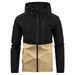 Men's Clothing Casual Colorblock Hooded Jacket Windproof Jacket Coat_viptrois.com