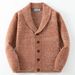 Pure New Clothing Autumn Winter Long Sleeve Thick Knit Sweater Knitted Shirt Turn-Down Collar Men's Jacket Trendy_viptrois.com