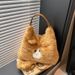 Women's Bags Plush Cute Cat Underarm Bag Women New Winter Backpack Large Capacity Commuter Tote Bag_viptrois.com