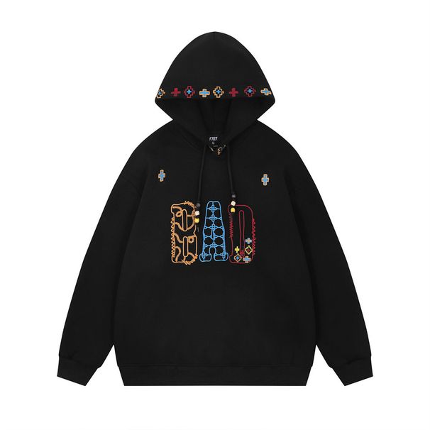 Personalized Creative Letter Embroidery Hooded Sweatshirt For Men Hip Hop Trendy Casual Loose Fit Autumn Winter Pullover_viptrois.com