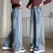 Side Seam Girls Denim Wide Leg Pants New Children's Miscellaneous European And American Jeans_viptrois.com