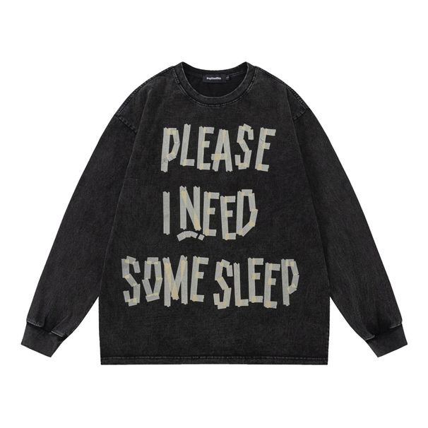 Men's Clothing Letter Print Round Neck Long Sleeve Retro Style Round Neck Pullover Loose Sweater_viptrois.com