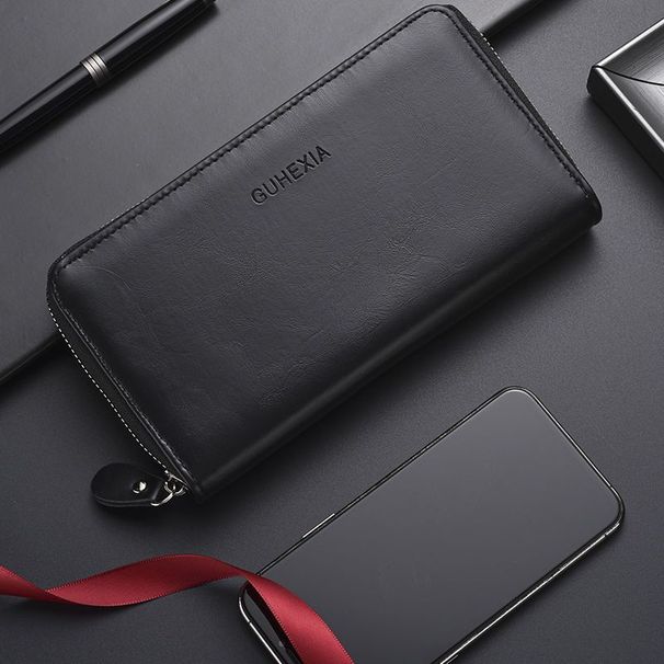 Men's Bags Card Holder High End Business Men's Long Card Holder Clutch Genuine Leather Anti Theft Large Capacity Two In One Wallet_viptrois.com