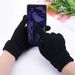 Zhuoxinder 1 Pair Winter Men Women Knitting Touch-screen Non-slip Gloves Warmer Mittens-Black_viptrois.com