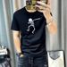 Summer Personalized Starry Print Men's Short Sleeved T-shirt, Youth Fashion High-end Silk Cotton T-shirt_viptrois.com