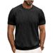 Men's Clothing Short Sleeved T Shirt Jacquard Sweater Round Neck Ribbed Pullover Top_viptrois.com