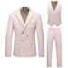 Men's hollow large size suit three-piece double-breasted business casual suit 7110_viptrois.com