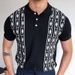 New Men's Summer Short Sleeved Jacquard Knitted Sweater With Collar Slim Fit Casual Polo Shirt For Men_viptrois.com