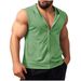 Men's Clothing Summer New Men's Sleeveless Hooded Casual Sports Solid Color Vest_viptrois.com