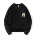 "Men's Casual Round Neck Pullover Sweatshirt – Loose Fit Long Sleeve T-Shirt, Trendy Streetwear Essential For Teens Breathable Fabric"_viptrois.com