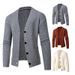 Loom Cross-Border Autumn Winter European And American Simple Solid Color Knitwear Trendy Plus Size Men's Cardigan_viptrois.com
