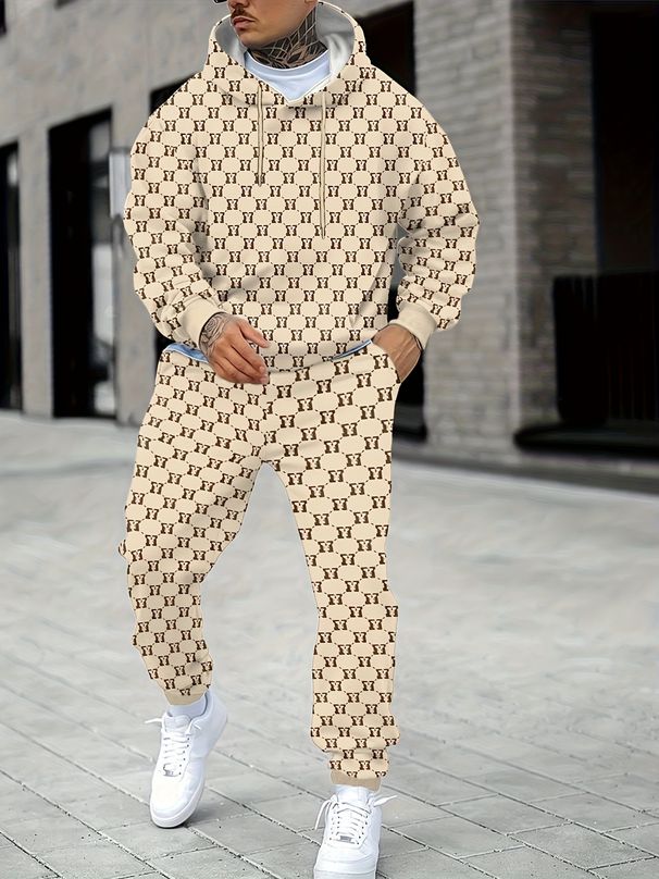 Men's Clothing Personalized Full Print Hooded Sweatshirt Suit, A New Choice Of Cross Border Fashion, Simple, Fashionable And Stylish_viptrois.com