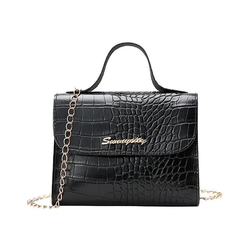 Women's Small Square Bag - Chain Crossbody Bag With Crocodile Pattern_viptrois.com
