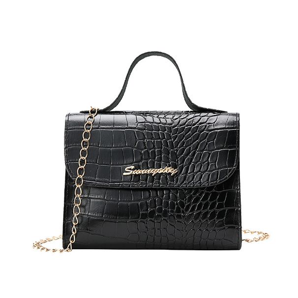 Women's Small Square Bag - Chain Crossbody Bag With Crocodile Pattern_viptrois.com