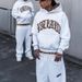 Streetwear Hoodie & Pants Set - Stylish Leopard Print & Letter Embroidery - Unisex Casual Outfit (Grey/Black, S-xl)_viptrois.com