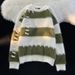 Autumn And Winter Soft Mink Fur Sweater Jacket, Wide Striped Knitted Top_viptrois.com