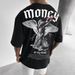 Men's Fashion Cotton Loose Version Angel Print Short Sleeve Round Neck T-shirt Ladies 01336_viptrois.com