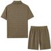 Men's Summer Short Sleeved Shirt And Casual Shorts Two Piece Set Cross Border American Style_viptrois.com