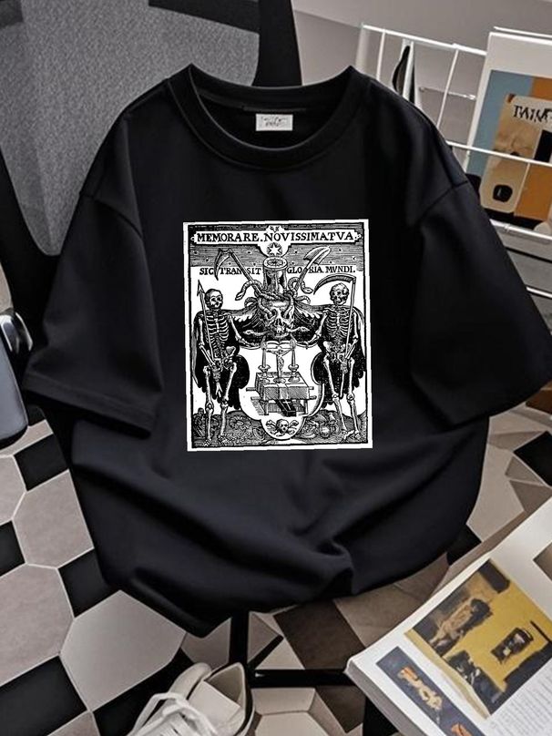 Memento Mori Shirt - Danse Macabre Dance Of Death Occult Skull Gothic Remember Casual Summer Slightly Stylish Soft Breathable Designer Clothes_viptrois.com