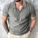 Men's New Summer Solid Color Polo Shirt Short Sleeve Zipper Polo Shirt T-shirt Tops_viptrois.com