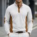 Men's Corduroy Polo Shirt – Relaxed Fit Long-Sleeve Ribbed Collar Shirt (White/Red/Green/Blue/Beige/Brown, Sizes S-Xxxl)_viptrois.com