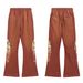 Men's Clothing trade autumn and winter new American high street sweatpants flame print loose sweatpants trousers_viptrois.com
