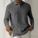 Men's Long Sleeve Polo Shirt Textured Fabric Casual Slim Fit Breathable Comfortable For Spring Autumn Workout Office Travel_viptrois.com