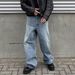 Man's clothing Urban High street pants straight daddy male and female KENIJIMA broad-legged blue cow_viptrois.com