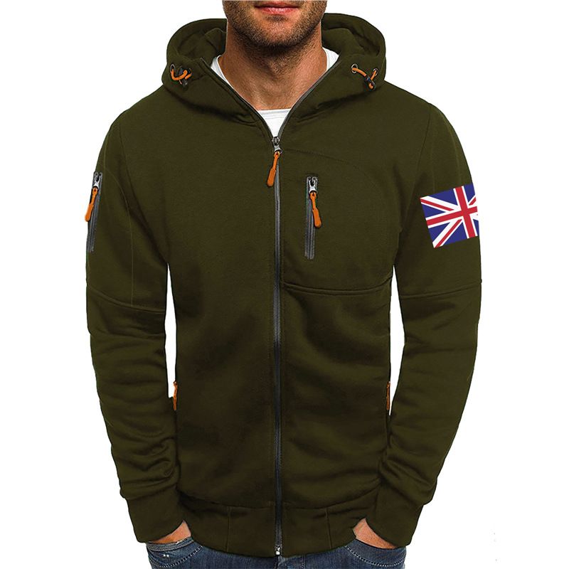 Large-Sized Men's Autumn And Winter Sports And Fitness Jacket, Casual Arm Zipper Hoodie, Cardigan And Hooded Jacket_viptrois.com